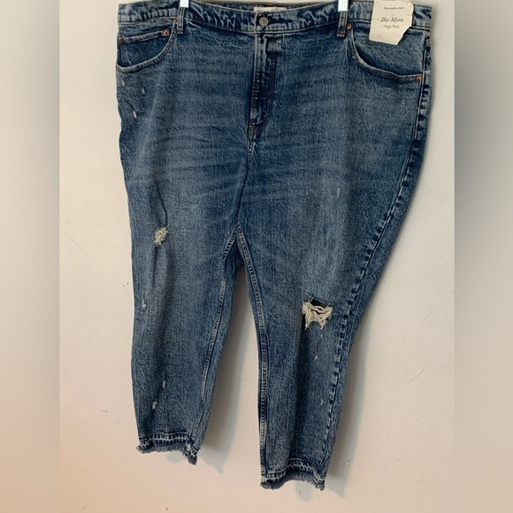 Abercrombie & Fitch Mom High Rise Womens 36/22 Leg Distressed Blue Jeans New - Picture 6 of 6